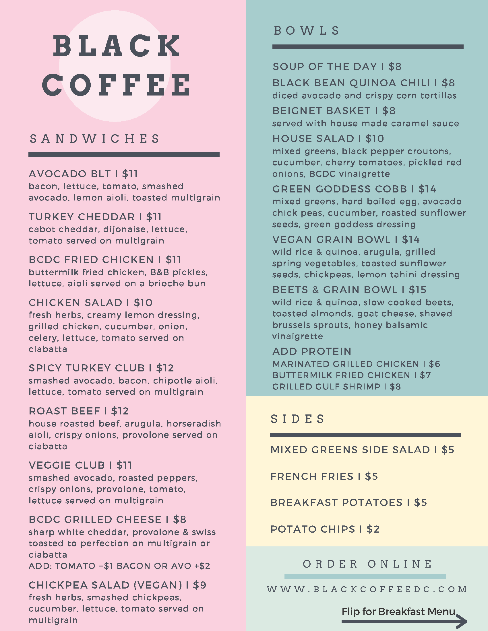 Lunch Menu - Black Coffee