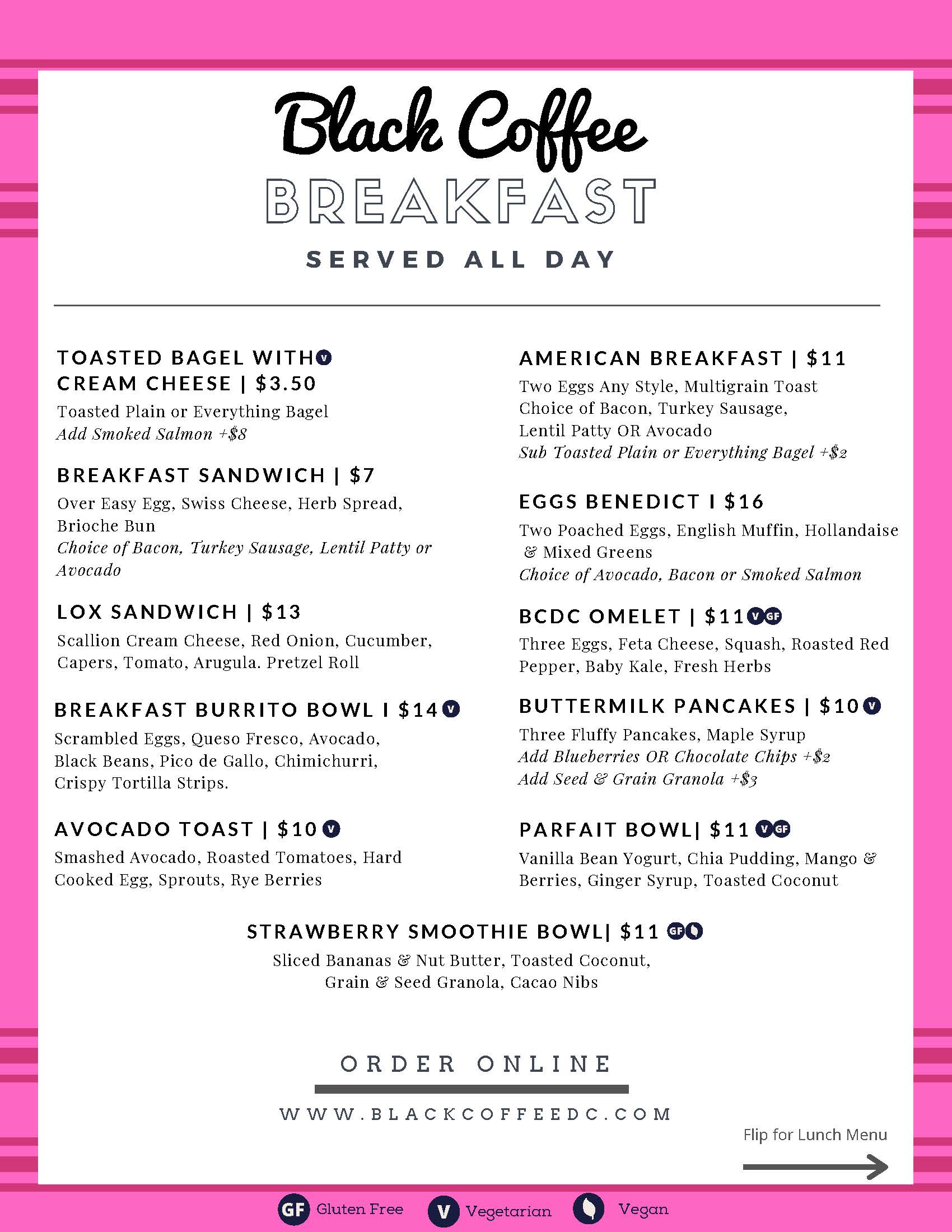 All Day Breakfast Menu - Black Coffee